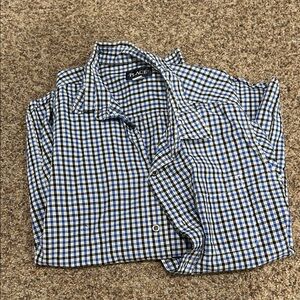 Place Men's Casual Blue and White Plaid Shirt